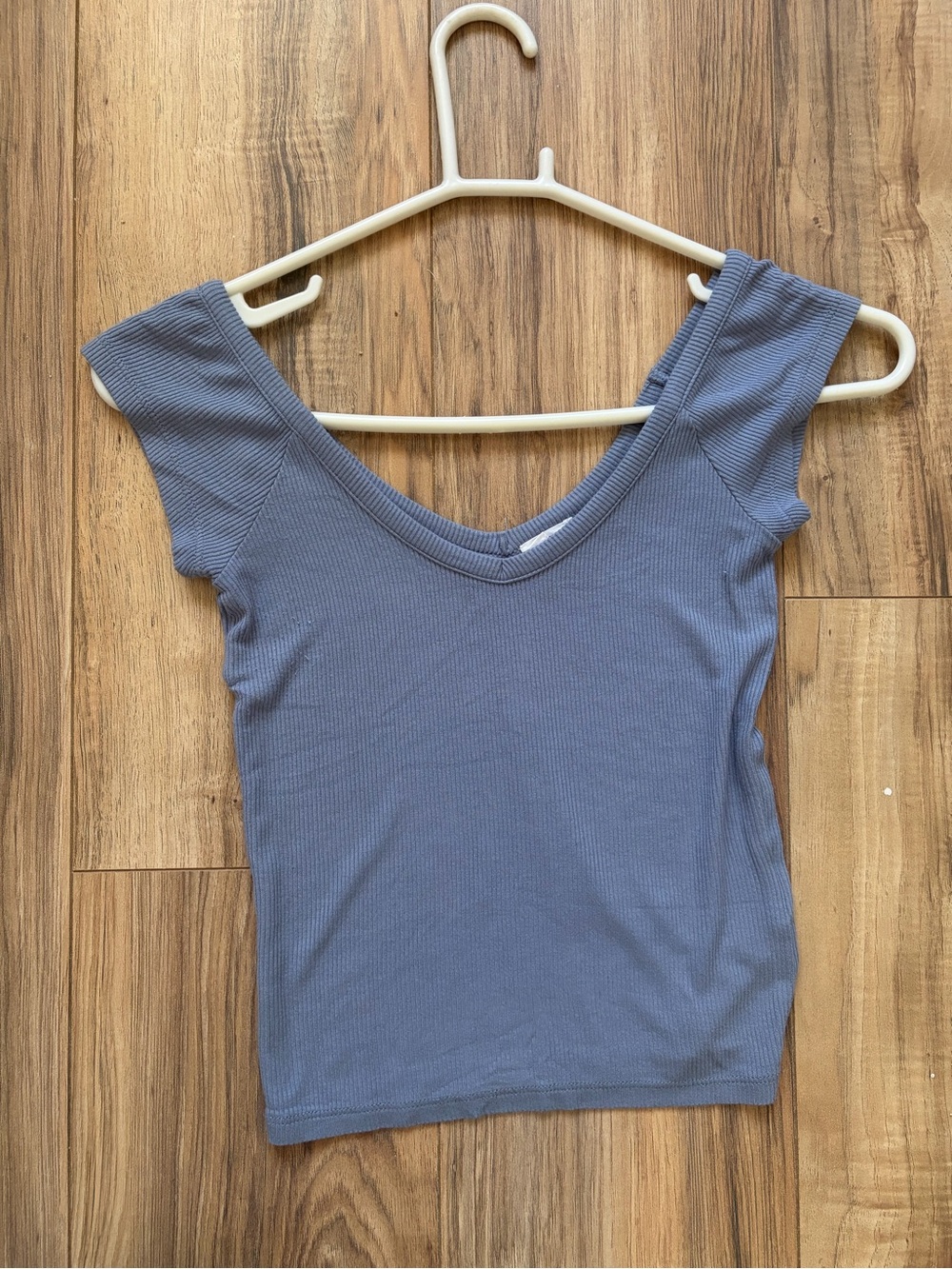 Cotton On Ribbed Scoop Crop Top in Dusty Blue